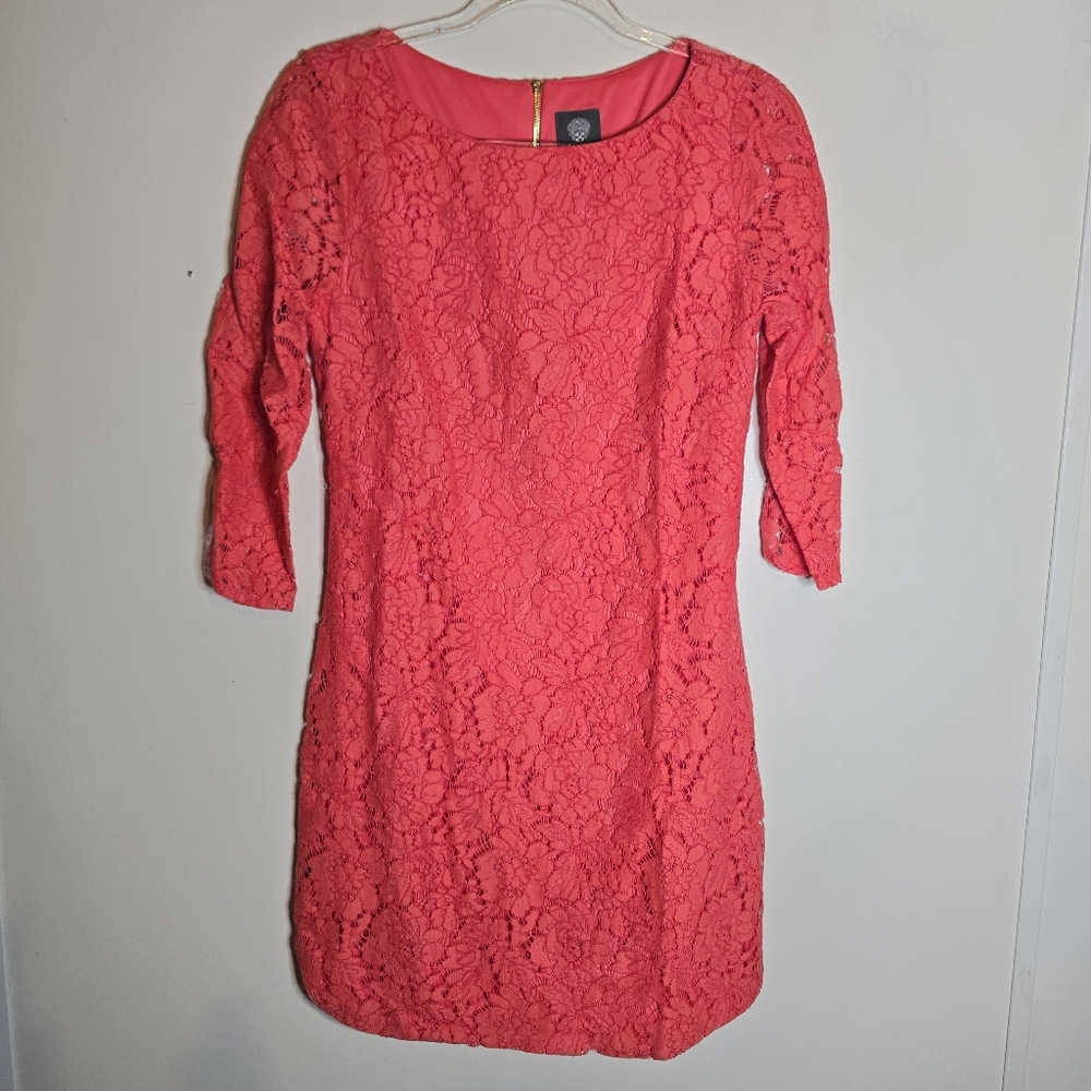 Vince Camuto Red Floral Lace Dress Size 6